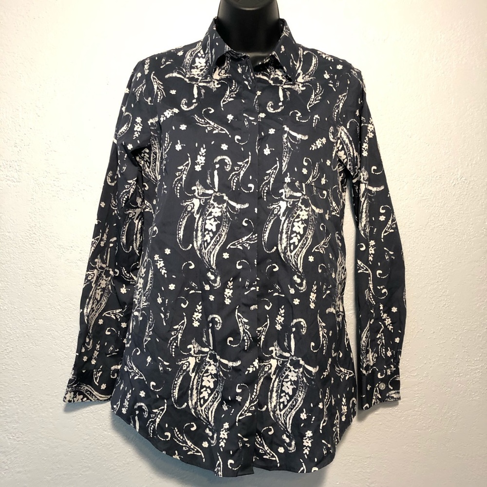 ORVIS long sleeve button up blue grey flor…